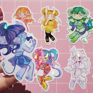 Stickers snoep duivel | Chibi Devil OC | Vernietig holografische vinylstickers