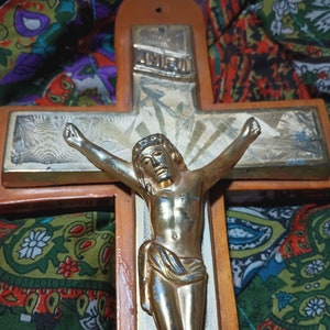 Silver and Wood "Art Deco" Crucifix