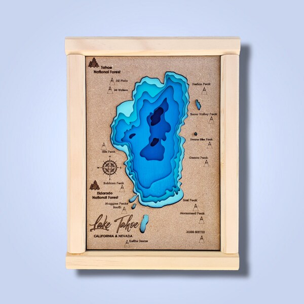 Lake Tahoe Wood Map Etsy