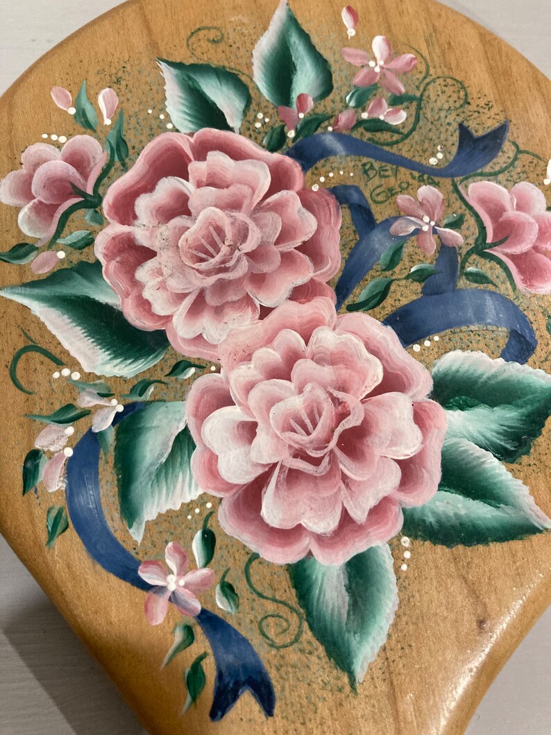 Vintage Hand Held Mirror Wood Hand Held Mirror Vintage Face Etsy