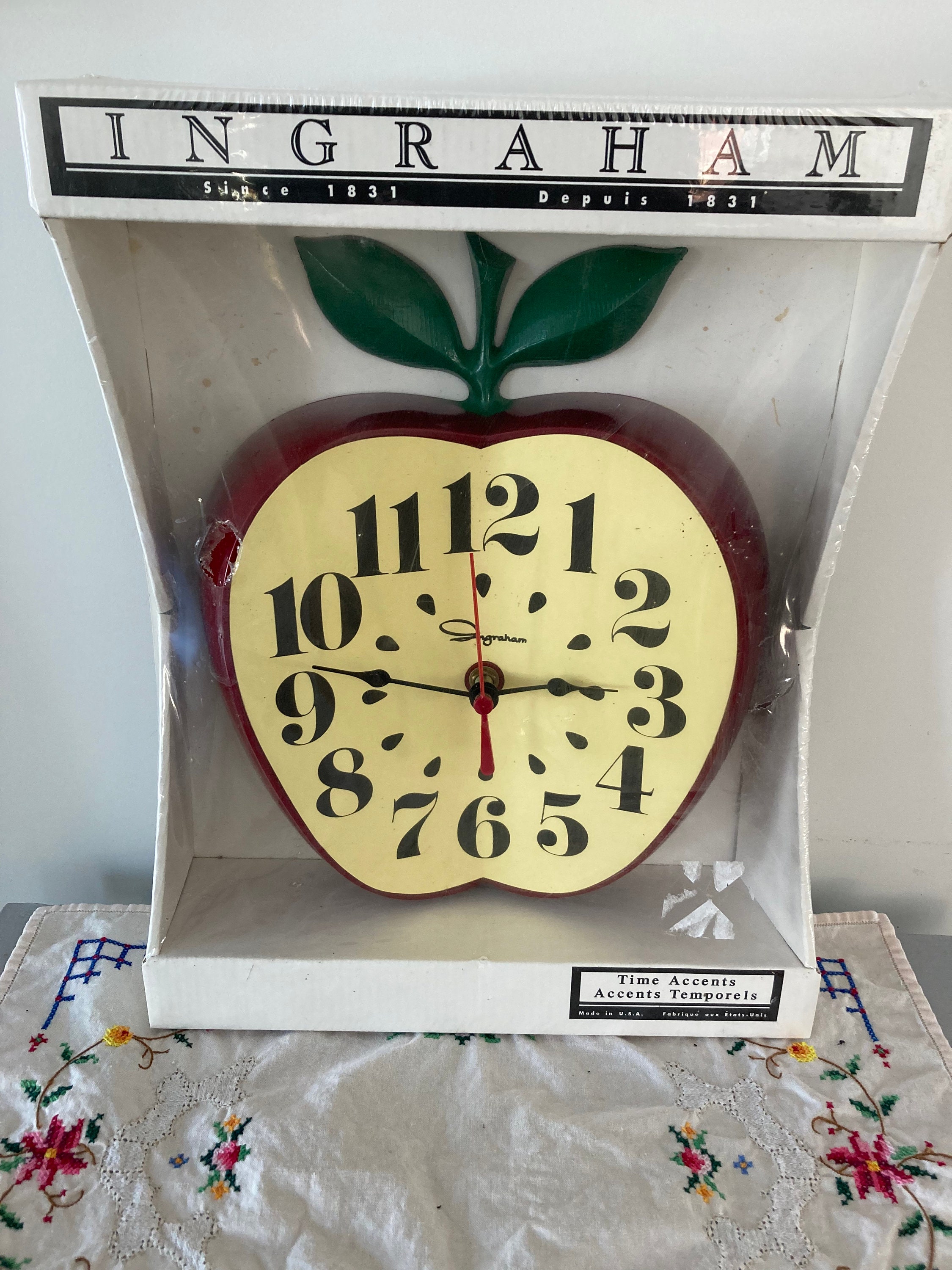アップル apple コンピューター Apple Clock Vintage Vintage Ingraham Apple Wall Clock Kitchen Wall Clock Mid