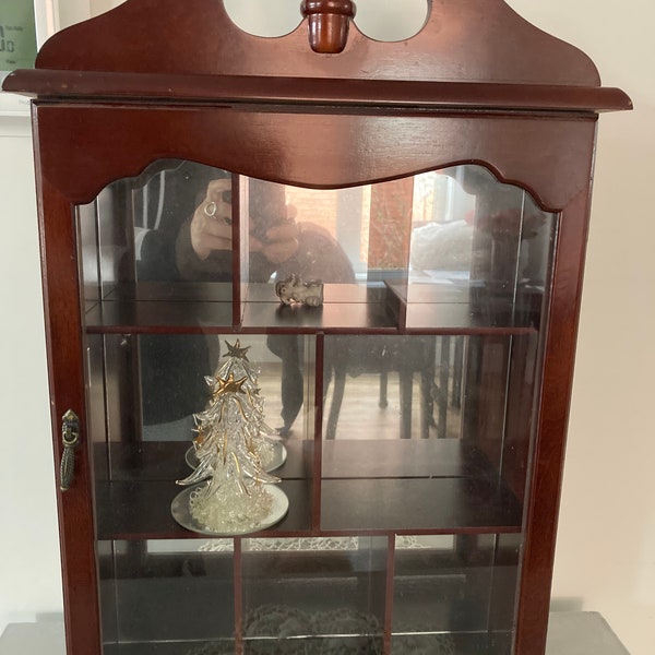 Vintage table top or hanging curio cabinet Small display cabinet Small Wood curio cabinet Wall shelf