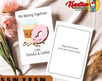 Donut Valentine's Card - Cute Food Pun Anniversary Card For Boyfriend Girlfriend Wife Husband