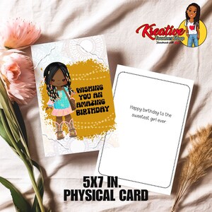 Cartão de aniversário para meninas, cartões de aniversário para meninas afro-americanas, cartão de aniversário exclusivo para meninas, cartão de aniversário para meninas afro-americanas-2