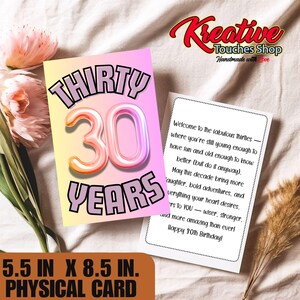 Carte d'anniversaire personnalisée pour 30 ans avec enveloppe et étiquette cadeau | Carte d'anniversaire jalon|Carte d'anniversaire personnalisée | Carte d'anniversaire | Carte pour un ami