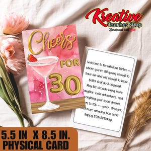 Carte d'anniversaire personnalisée pour 30 ans avec enveloppe et étiquette cadeau | Carte d'anniversaire jalon|Carte d'anniversaire personnalisée | Carte d'anniversaire | Carte pour un ami