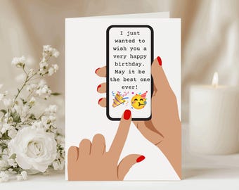 Cell Phone Text Message Birthday Card with Gift Tag