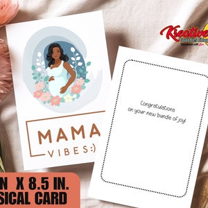 Schwarze neue Mom Karte, erste Schwangerschaftskarte, Mama Vibes, neues Bündel Freude, Glückwunschkarte zur neuen Mutter, erste Kinderkarte