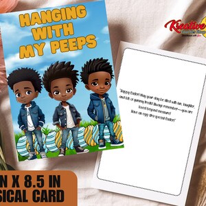 Carte de Pâques personnalisée, suspendue avec carte My Peeps pour garçons