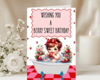 Berry Sweet 1st Birthday Card: Strawberry Theme