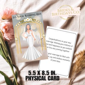 Carte de mariée peau claire, future mariée, carte de mariage noire, carte pour mariée noire, cadeau pour mariée noire, carte de mariage, cadeau pour jeunes mariés