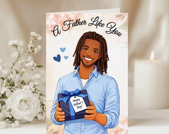 African American Father’s Day Card | Black Dad Card with Dreads | Happy Father’s Day Card | Gift Ready Card for Dad