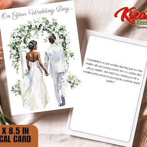 Individuelle Hochzeitskarte mit Umschlag und Geschenkanhänger | Elegante Hochzeitskarte | Personalisierte Hochzeitskarte | Karte für Braut | Karte für Paare