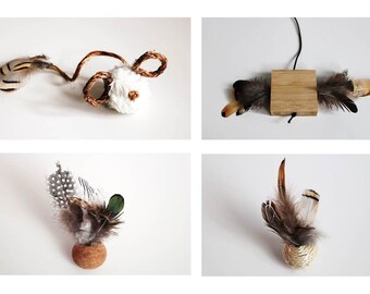 Natural hanging cat toys (set) - interchangeable handmade toy for cats - LITTORAL - SEQUOIA™
