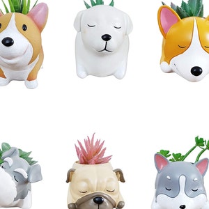 Dog Plant Pots Puppy Succulent Cactus Planters Pug Labrador Corgi Husky Schnauzer Christmas Friend Family Gift Friends Family Gifts