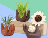 Ceramic Hand Air Plant Pot Display - Hand Stand Container Home Bedroom Office or Plant Garden Decor Decoration Fun Functional