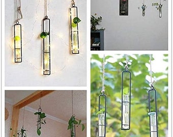 Glass Test Tube Jar Hanging Planter Cutting/Propagation Or Decor Indoor Iron Art Terrarium Container Home Decor