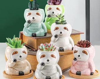 Fun Sloth Planter For Plants 6 Sloth Color Plant Pot Options makes amazing great for holidays parties and good gift for celebrations