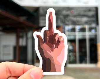 Middle Finger Sticker, 3x1.5in.