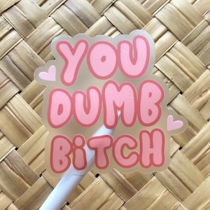 You Dumb Bitch Clear Sticker, 3x3in.