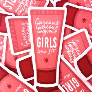 Klistermärke med SPF för vackra tjejer, 7,5x3,5 cm