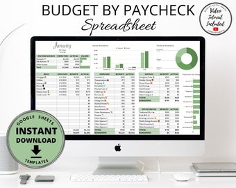 Paycheck Budget Spreadsheet | Weekly & Biweekly Google Sheets (Digital Download)
