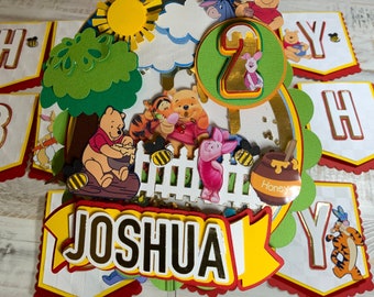 Winnie the Pooh Cake Topper/Winnie the Pooh Banner/ Happy Birthday Banner Winnie the Pooh/ Birthday Winnie the Pooh/ Cake Topper Winnie