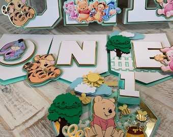 Winnie the Pooh Cake Topper/Winnie the Pooh 3d Letters/Winnie the Pooh Hight Chair/Winnie the Pooh Banner/Winnie the Pooh Birthday Decor