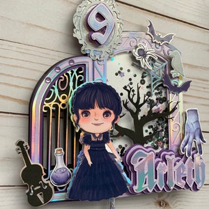 Wednesday Addams Cake Topper/Wednesday Cake Topper/Merlina Cake Topper/Custom Cake Topper/Addams Family Party Decor/Wednesday Custom  Topper