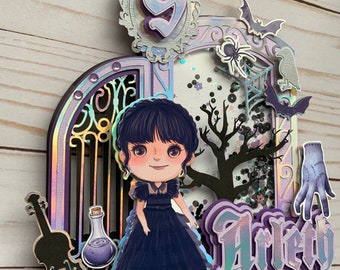 Wednesday Addams Cake Topper/Wednesday Cake Topper/Merlina Cake Topper/Custom Cake Topper/Addams Family Party Decor/Wednesday Custom  Topper