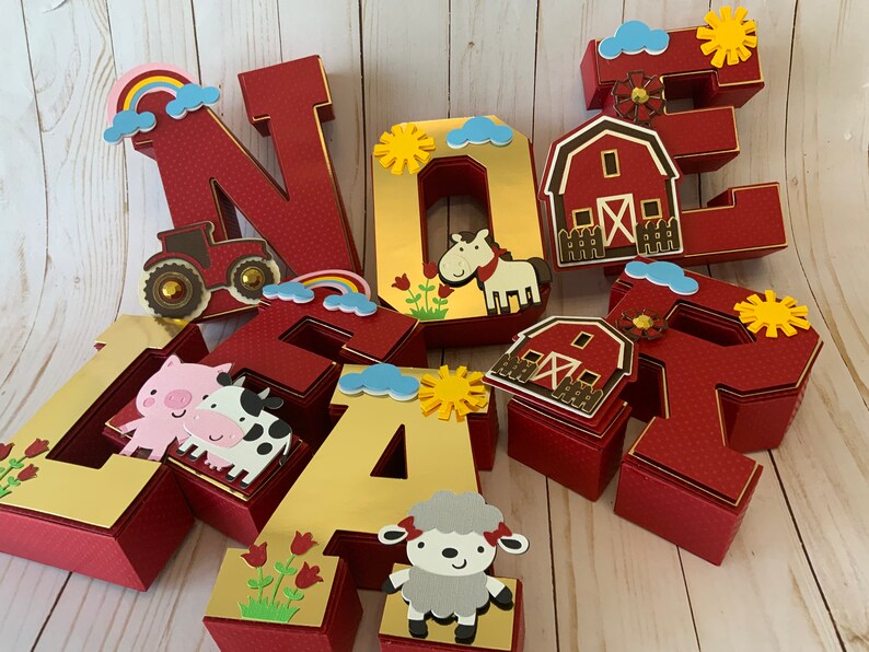 Barnyard Lettering Farm Animals 3D Letter: Barnyard Birthday Party Decor - Etsy