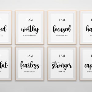 Set of 8 Daily Affirmations - Inspirational Posters - Motivational Wall Decor - Positive Sayings - Instant Download - JPG, PDF, EPS 4:5ratio