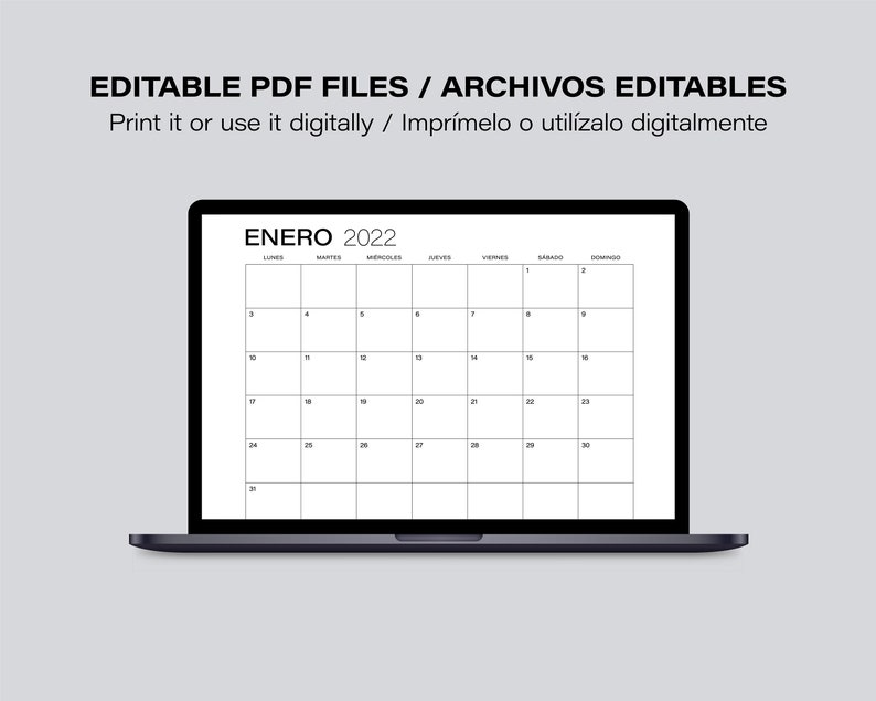 Printable 2023 Monthly Spanish Calendar Calendario Espa ol Etsy UK Printable 2023 Monthly Spanish Calendar Calendario Espa ol Etsy UK