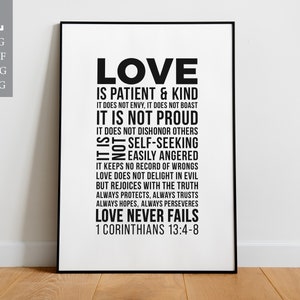 Love Is Patient, Love is Kind. 1 Corinthians 13:4-8 Scripture. Printable Art for Wall Decor, Tees, etc. Instant Download. JPG, PNG,SVG, pdf.