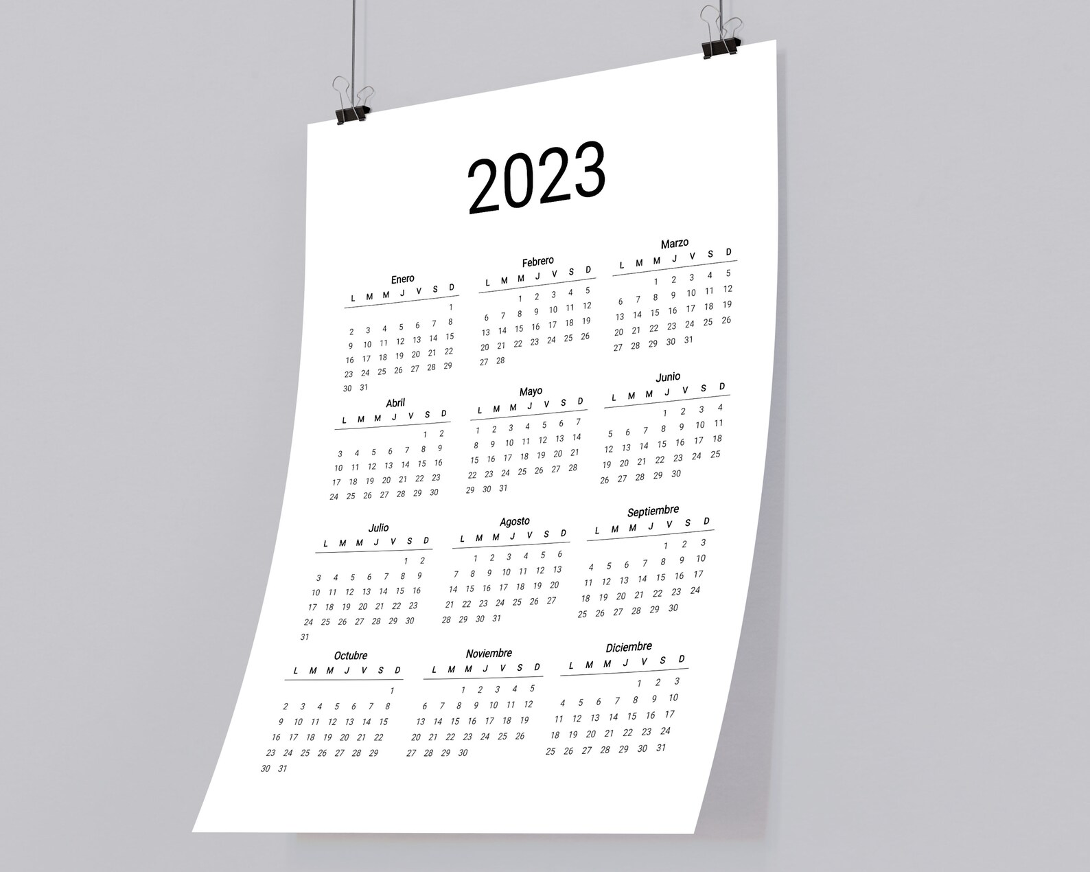 Printable 2023-2024 Spanish Yearly Calendar Calendario - Etsy Australia
