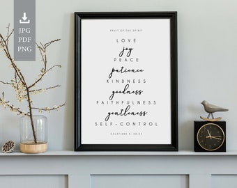 Frucht des Geistes. Galater 5: 22-23 Bibelvers. Hauptwanddekor. Druckbare Kunst. JPG, PNG, PDF. Sofort Download.