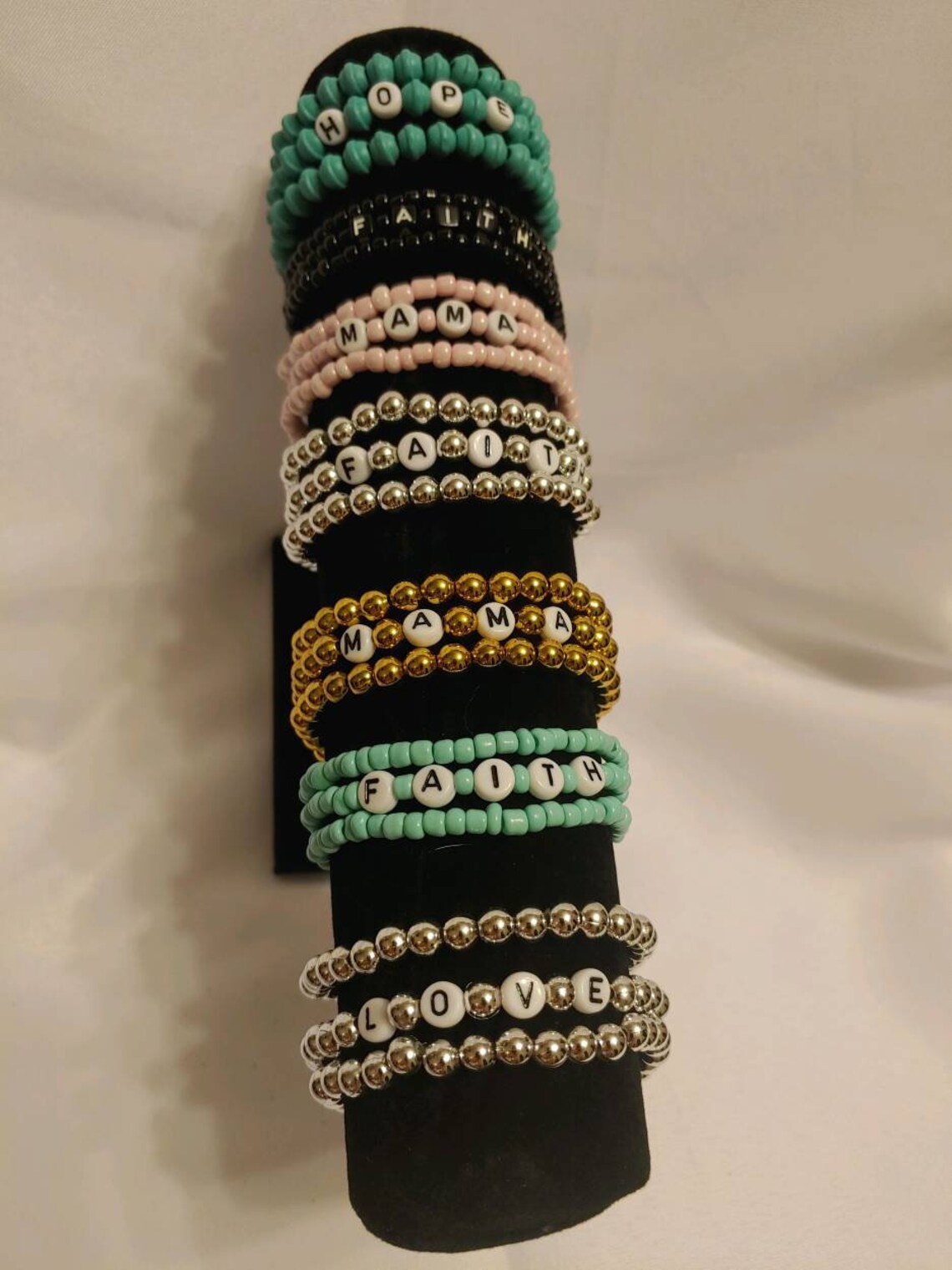 Personolized Stack Beaded Elastic Bracelet Set / Multiple Etsy