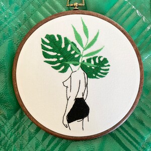 Finished Embroidery with Frame - Monstera Woman