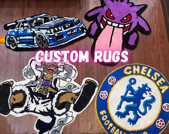 Custom Tufted Rug, Anime, Cartoon, Business Logo, Handmade Design