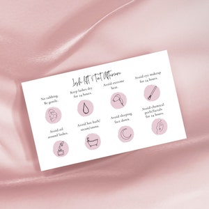 Lash Lift en Tint Nazorg kaartsjabloon, bewerkbaar op Canva Lash Lamineren en Tint visitekaartje, kleine zakelijke zorgkaartsjabloon,