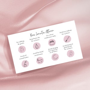 Brow Lamination Aftercare Card Template, Editable on Canva Brow Treatments Business Card, Small Business Care Card Template