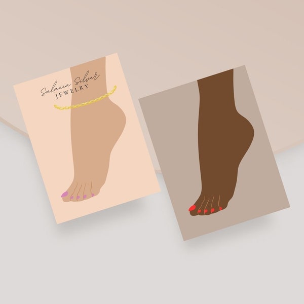 Customisable Jewelry Display Card, Printable Ankle Bracelet Card Template, Editable Anklet Display Card, Jewlery Packaging