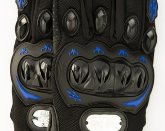 Guantes de moto de dedos completos Nuzari Premium: transpirables, antideslizantes, para ciclismo, motocicletas, senderismo, acampada, airsoft táctico, conducción de vehículos todo terreno (AZUL)