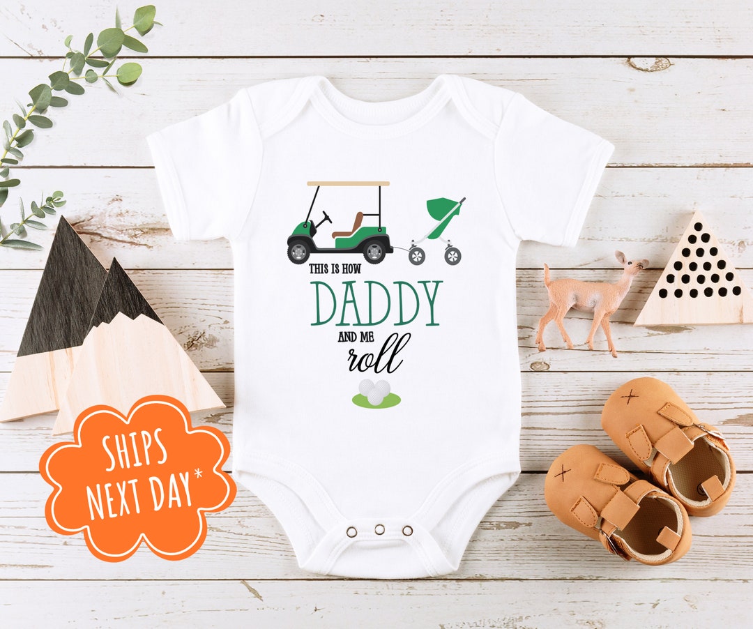 This is How Me and Daddy Roll Onesie® Golfing Buddy Natural Bodysuit