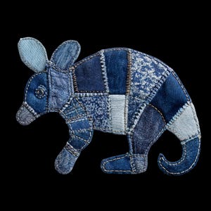 Faux Denim Patchwork Armadillo PNG for Sublimation or Printing with Image Transfer Techniques for Quilts Included (DIGITAL DOWNLOAD)