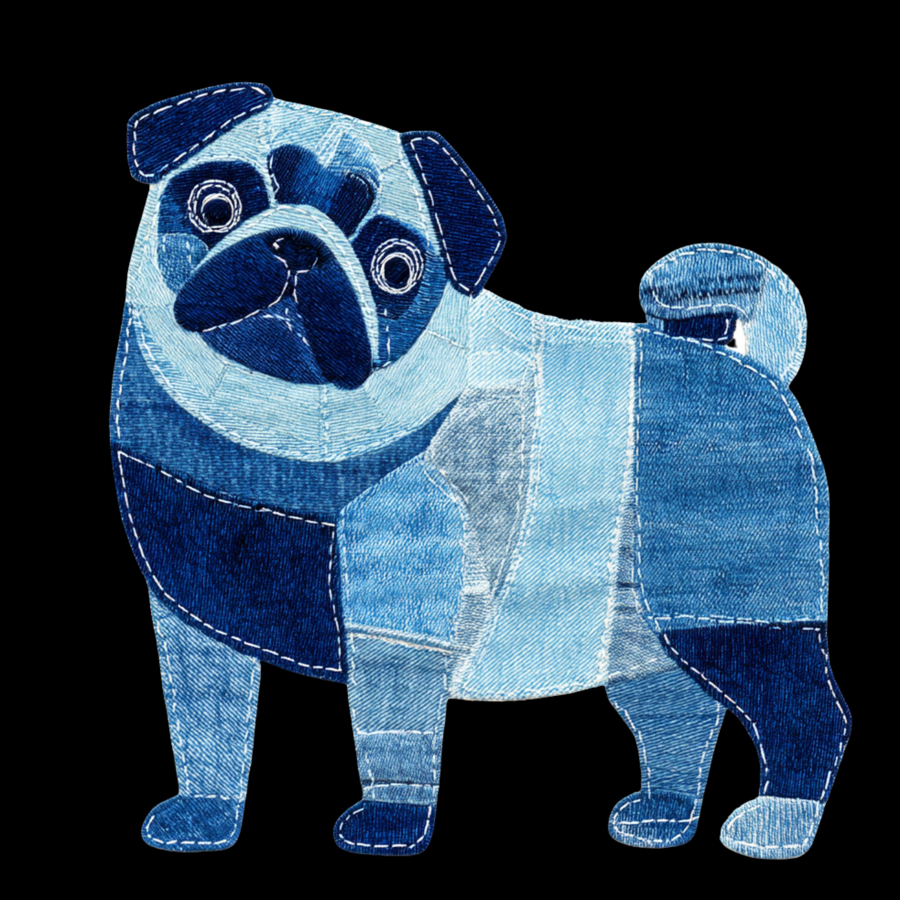 Faux Denim Patchwork Pug PNG for Sublimation or Printing With Image ...