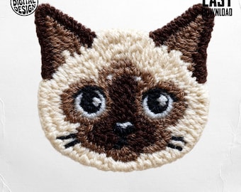 Kunstgarn Siamese Katze PNG Latch Hook - DTF Design Sublimation DIY Projekte (Digitaler Download)
