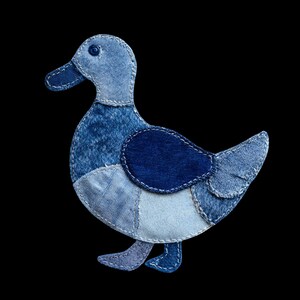 Faux Denim Patchwork Ente PNG für Sublimation oder Druck mit Bildtransfertechniken für Quilts (DIGITAL DOWNLOAD)