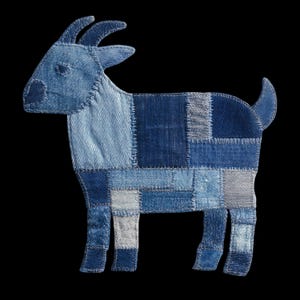 Faux Denim Patchwork Ziege PNG für Sublimation oder Druck mit Bildtransfertechniken für Quilts enthalten (DIGITAL DOWNLOAD)