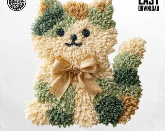 Faux Yarn Crochet Calico Cat PNG Coquette Bow - DTF Design Sublimation DIY Projects (Digital Download)